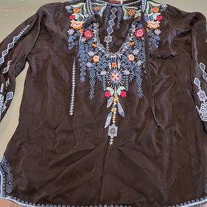 Womens XL Johnny Was silk embroidered blouse. New condition, worn once.